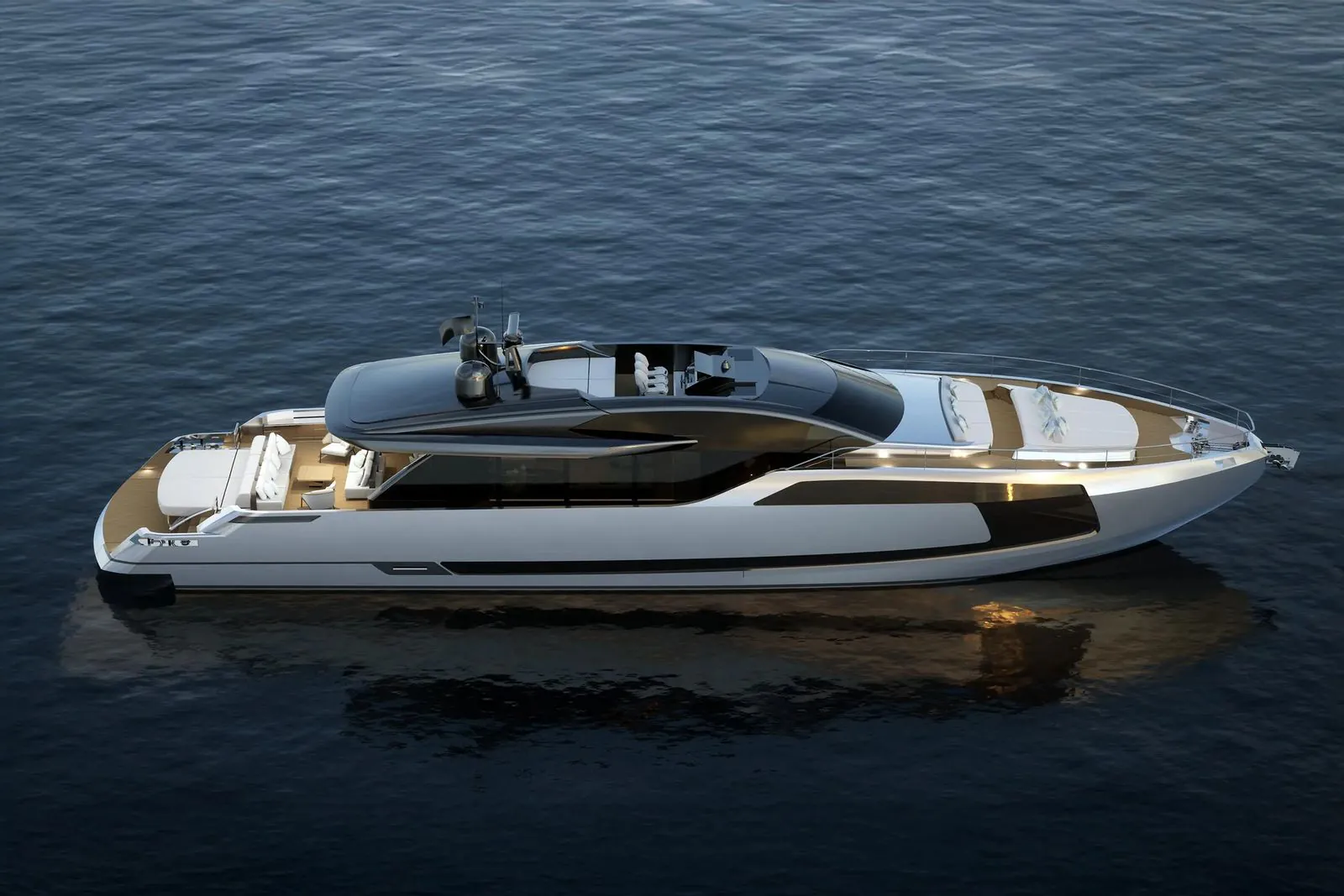 Filippetti Yacht Sport 90 — motorna jahta 27,6 m, na mirnom moru, bočni pogled