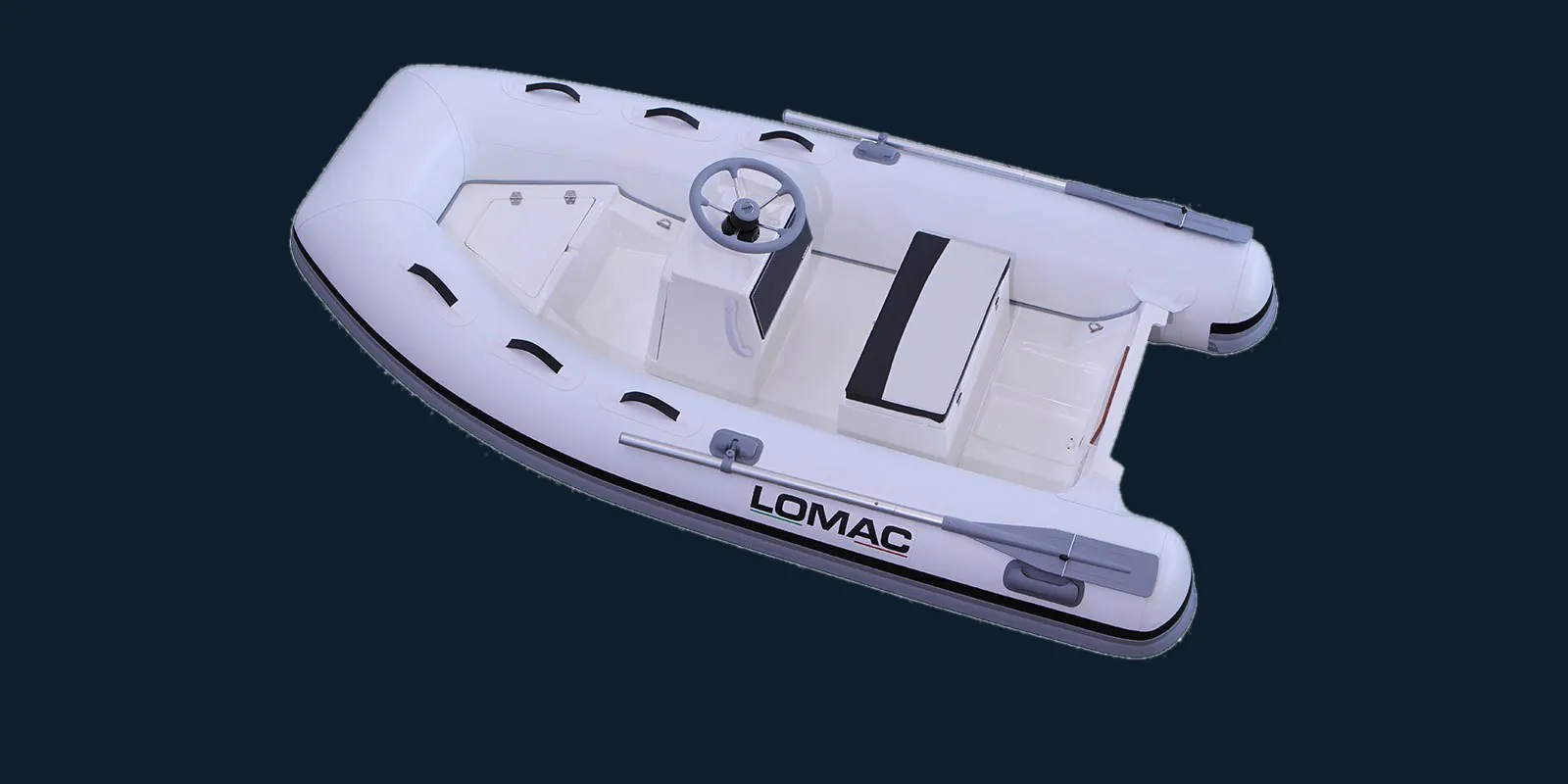Lomac Tender 300 LX — gumenjak 3,1 m, studijski prikaz sa konzolom