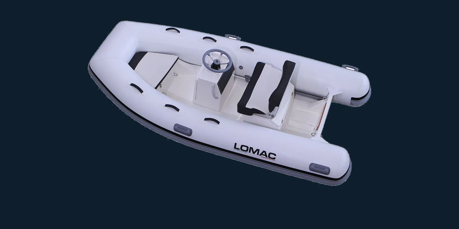 Lomac Tender 350 LX — gumenjak 3,57 m, studijski prikaz sa konzolom