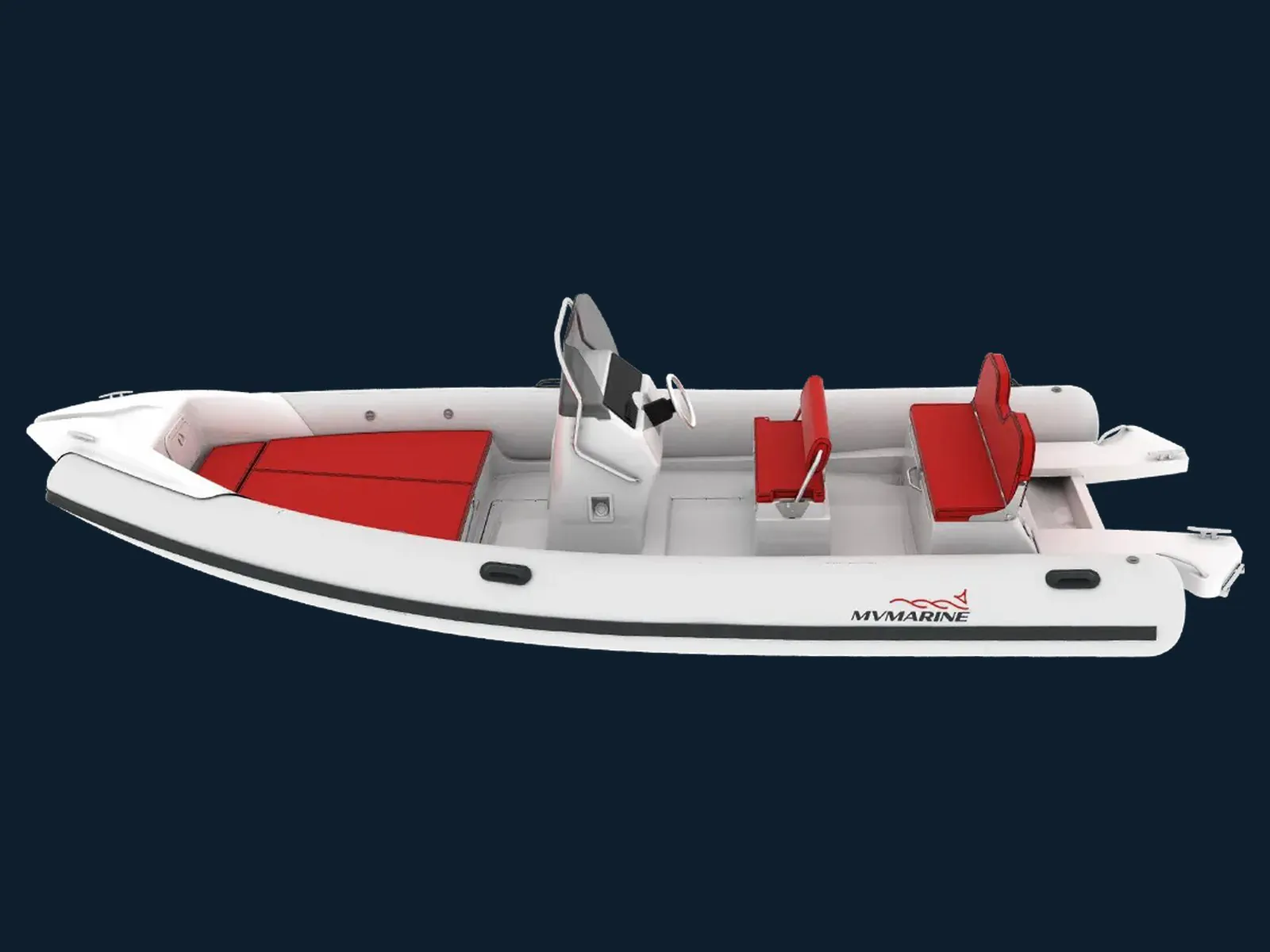 MV Marine MV 700 — gumenjak 7,05 m, studijski prikaz sa crvenim sjedištima