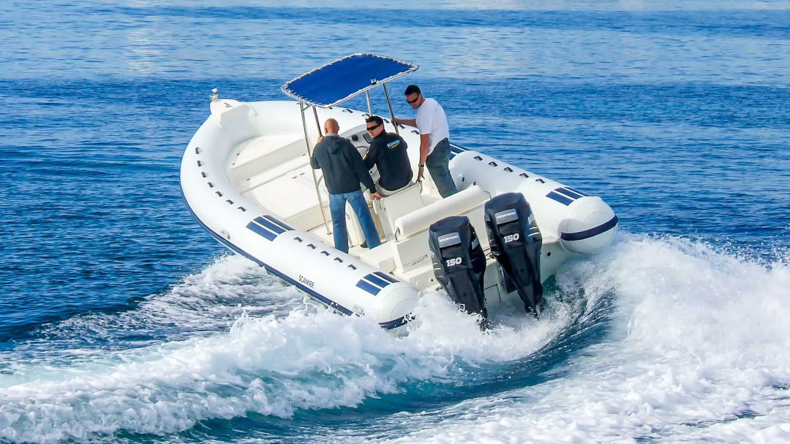 Scanner Marine Pro Line 800 D — gumenjak 8 m, sa bimini tendom i dva vanbrodska motora